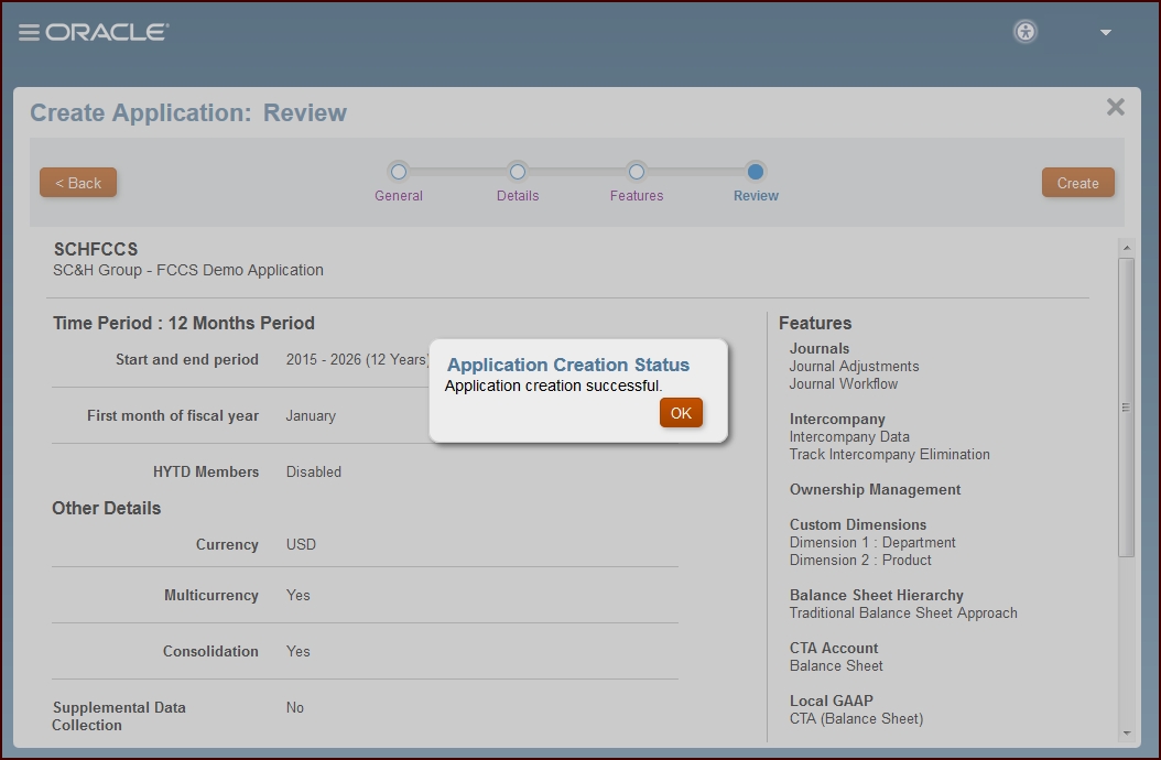 Getting started with oracle fccs creating an application sc h group
