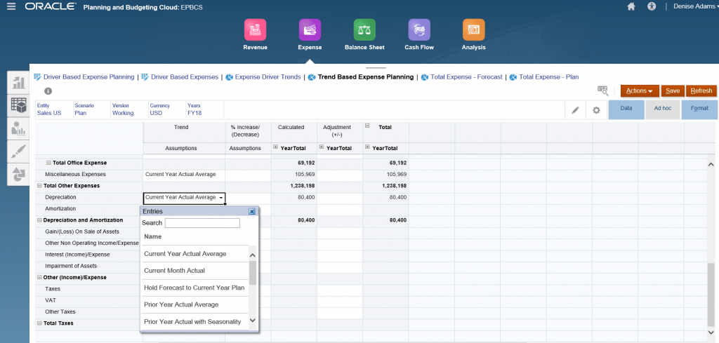 Oracle EPBCS Quick Tour for GovCon - Trend Based Expense Planning