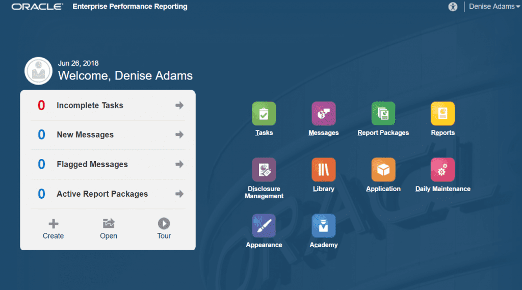 Oracle EPRCS Overview Blog - Dashboard