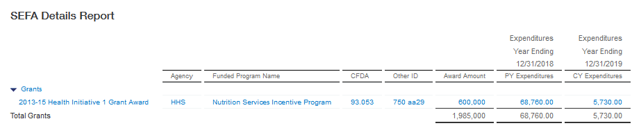 Sage Intacct NFP Blog - SEFA Details Report