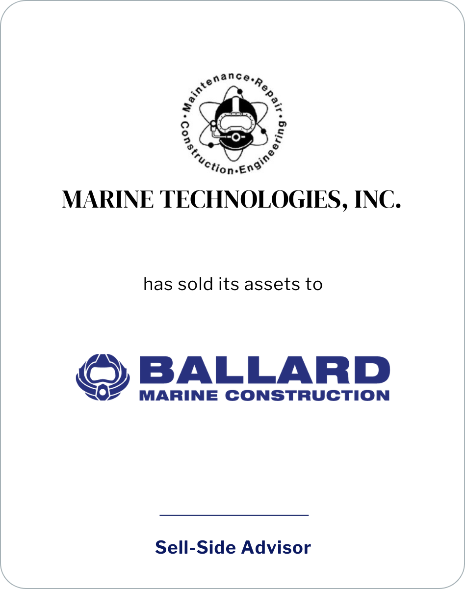 Marine Technologies Inc. has sold its assets to Ballard Marine Construction.