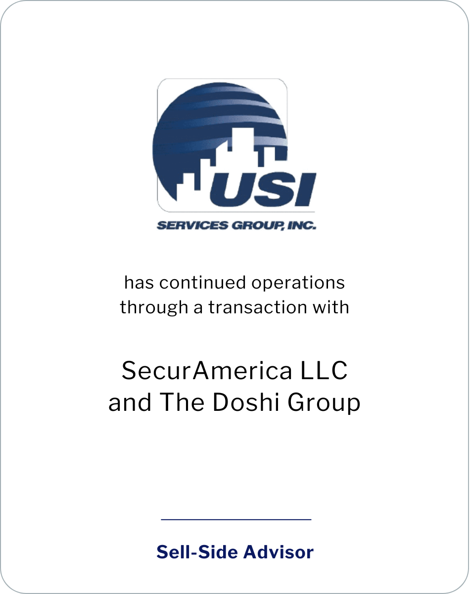 USI Services Group, Inc. has continued operations through a transaction with SecurAmerica LLC and The Doshi Group
