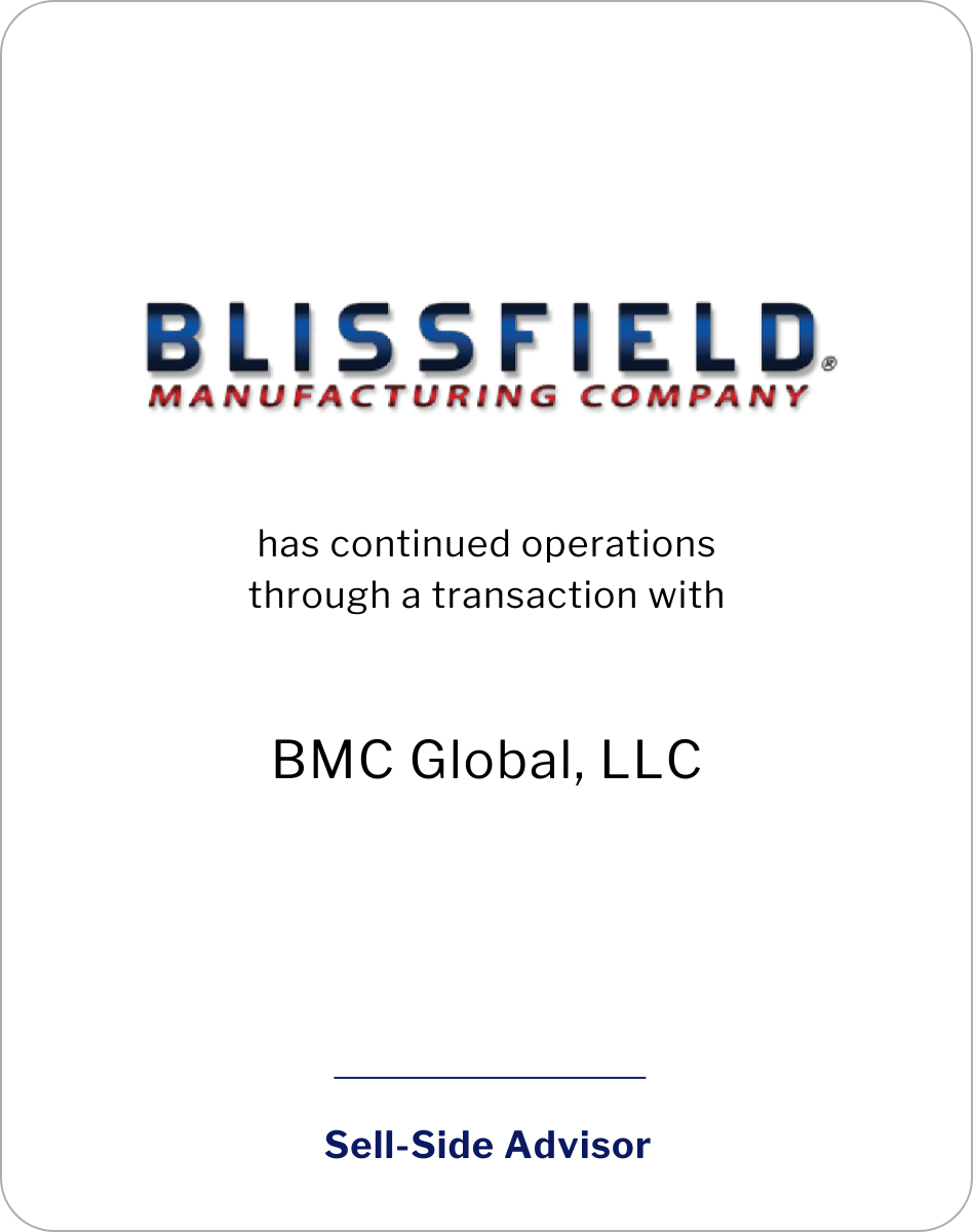 Blissfield Manufacturing Company has continued operations through a transaction with BMC Global, LLC