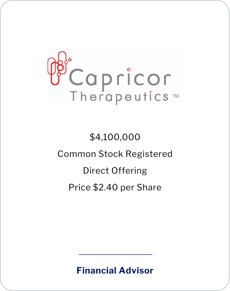 Helping Capricor Therapeutics Develop Unique Cardiac Rehabilitation Therapies