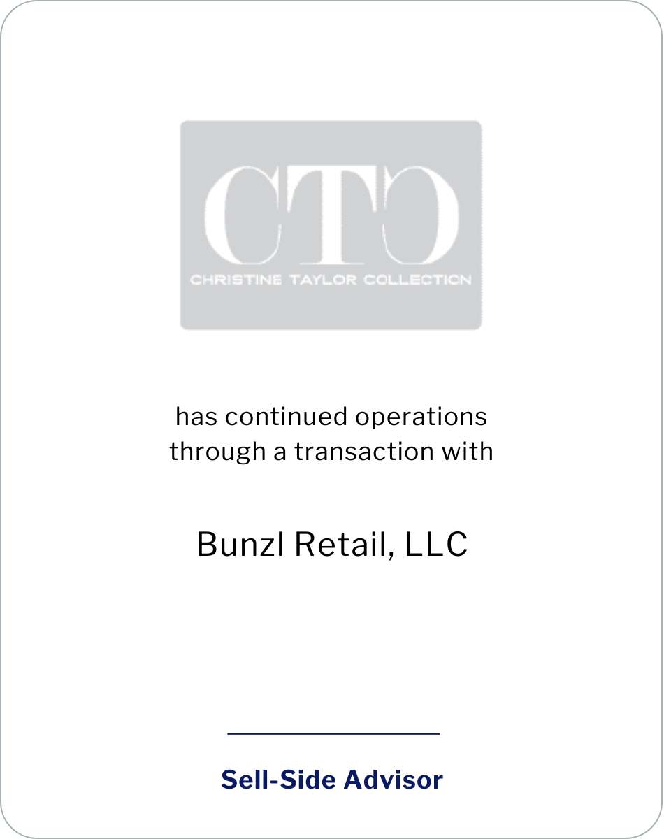 Christine Taylor Collection, Inc. has continued operations through a transaction with Bunzl Retail, LLC